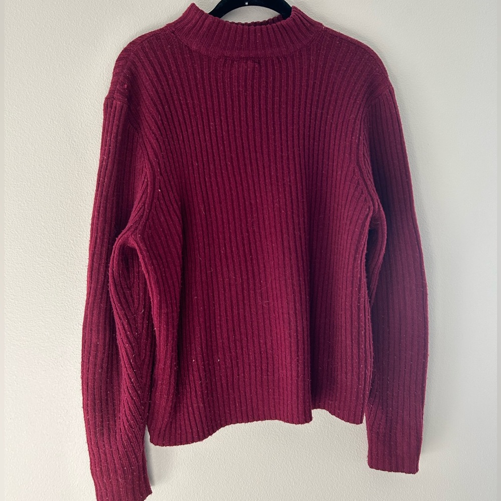 H&M Burgundy Mock Neck Ribbed Knit Sweater - Picture 2 of 6